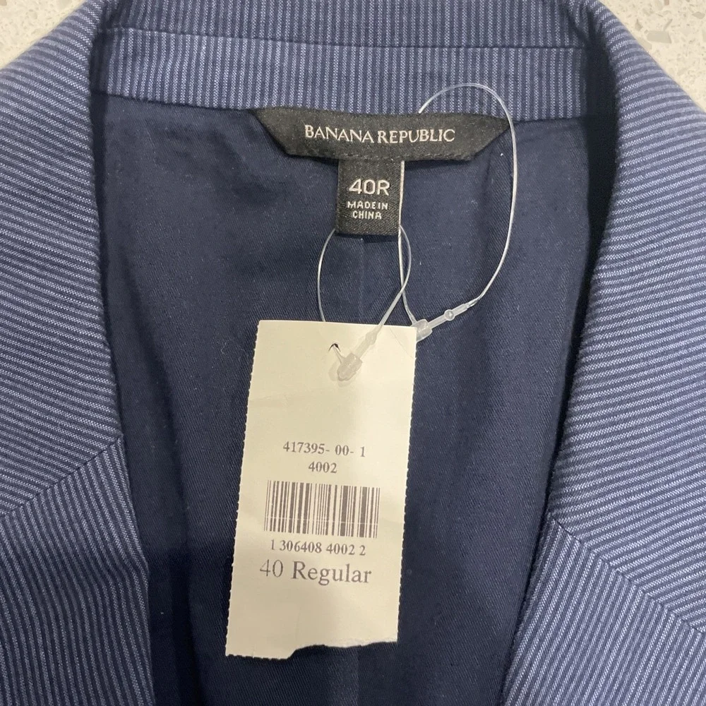 Banana Republic Sport Coat Men's 40R Blue Striped Suit Jacket Unstructured Slim